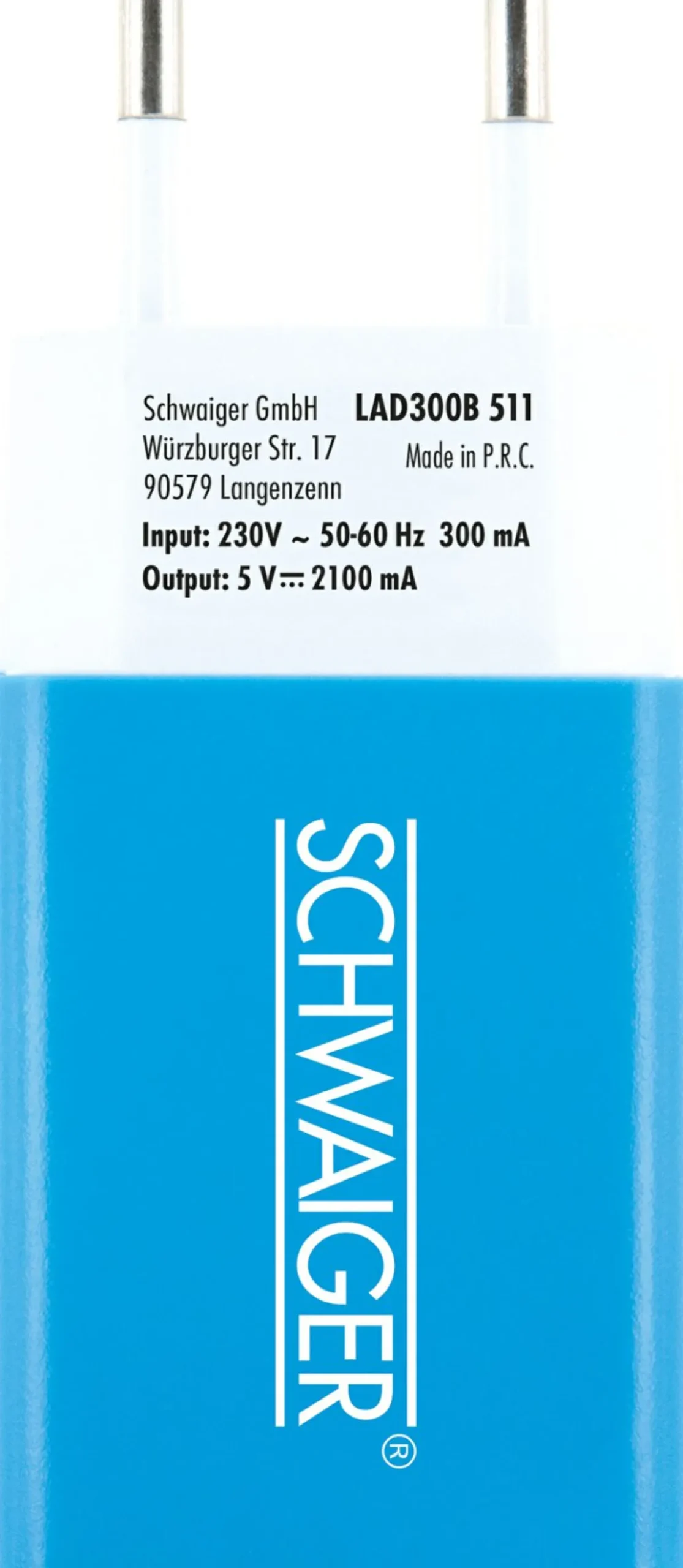 Schwaiger LAD300B 511 USB Ladeadapter - Light Blue< Elektro Zubehör