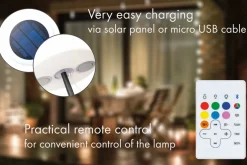 Schwaiger Campinglampen Aufladbar|Campinglampen Aufladbar-LED Solar Außenstehleuchte mit Bluetooth Lautsprecher