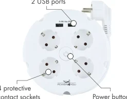 Schwaiger Schuko Steckdosen-Mehrfachsteckdose 4-fach mit 2x USB Ladeports
