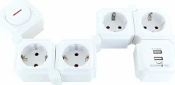 Schwaiger Schuko Steckdosen-weiße flexible Steckdosenleiste mit USB