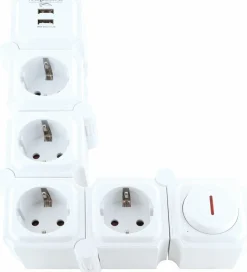 Schwaiger Schuko Steckdosen-weiße flexible Steckdosenleiste mit USB
