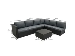 Monstershop Lounge Sets^Serafina Modulares 7-teiliges Möbelset mit Aufbewahrungsbox 700L