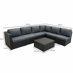 Monstershop Lounge Sets^Serafina Modulares 7-teiliges Möbelset mit Aufbewahrungsbox 700L
