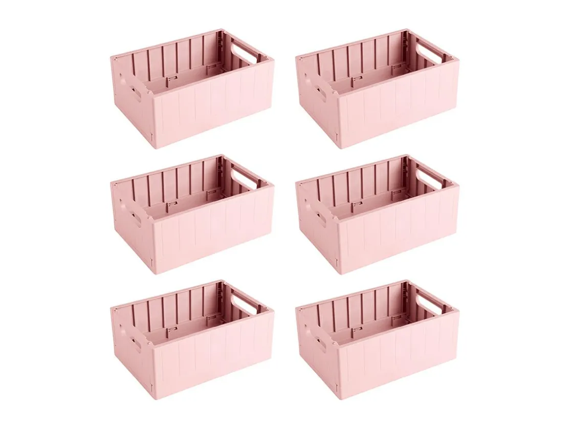 Sunware Aufbewahrungsboxen^Sigma home 4,6 Liter Rosa Klappbox - Set von 6