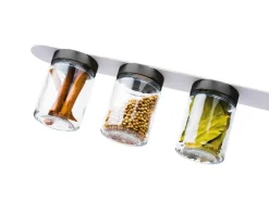 Silwy Aufbewahrung Küche^3 Magnet-Feinkostgläser mit weißem Leiste - 192 ml