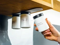 Silwy 3 weiße Magnet-Feinkostgläser mit weißem Leiste - 192 ml< Aufbewahrung Küche
