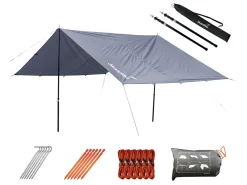 Skandika 5 x 3 meter Sonnensegel Set mit Teleskopstangen< Tarps