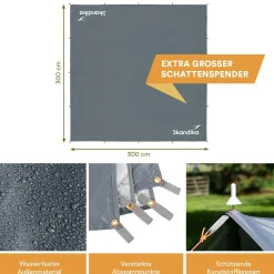 Skandika Tarps^3 x 3 Meter Sonnensegel Set mit Teleskopstangen