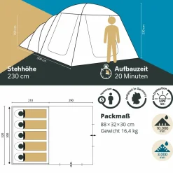 Skandika Familienzelte|Zelt 5 Personen-Bergen 5 Protect Kuppelzelt