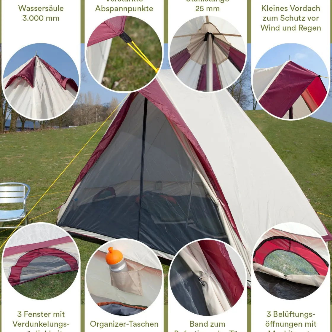 Skandika Rundzelte|Familienzelte-Comanche 8 Campingzelt (sand/rot)