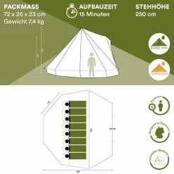 Skandika Rundzelte|Familienzelte-Comanche 8 Campingzelt (sand/rot)
