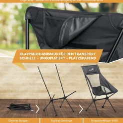 Skandika Faltstühle^Compact Campingstuhl - Black