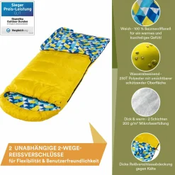 Skandika Sommerschlafsäcke|Mumienschlafsäcke^Dundee Flanell RV links Gelber Schlafsack