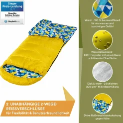Skandika Dundee Flanell RV rechts gelber Schlafsack< Sommerschlafsäcke|Mumienschlafsäcke