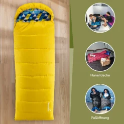 Skandika Dundee Flanell RV rechts gelber Schlafsack< Sommerschlafsäcke|Mumienschlafsäcke