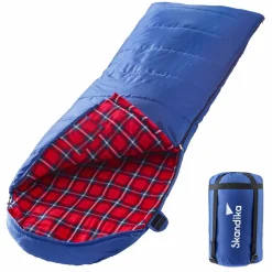 Skandika Sommerschlafsäcke|Mumienschlafsäcke-Dundee Flanell RV links blauer Schlafsack
