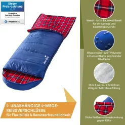 Skandika Sommerschlafsäcke|Mumienschlafsäcke-Dundee Flanell RV links blauer Schlafsack
