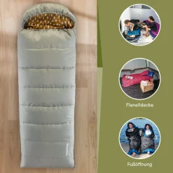 Skandika Sommerschlafsäcke|Mumienschlafsäcke^Dundee Flanell RV links grauer Schlafsack