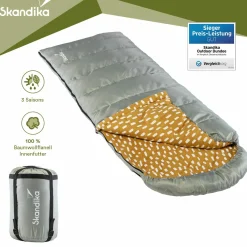 Skandika Sommerschlafsäcke|Mumienschlafsäcke^Dundee Flanell RV links grauer Schlafsack