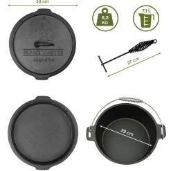 Skandika Dutch Oven Flame Master ohne Füße 7,1L Komplettsatz< Grill Zubehör|Grill Zubehör