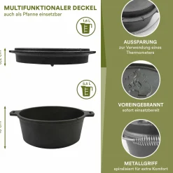 Skandika Dutch Oven Flame Master ohne Füße 7,1L Komplettsatz< Grill Zubehör|Grill Zubehör
