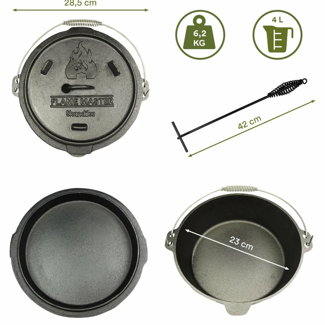 Skandika Grill Zubehör|Grill Zubehör^Dutch Oven Set Flame Master in Holzkiste