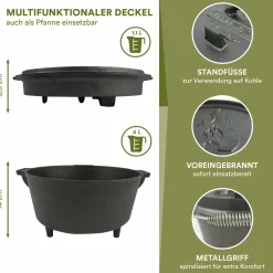 Skandika Grill Zubehör|Grill Zubehör^Dutch Oven Set Flame Master in Holzkiste