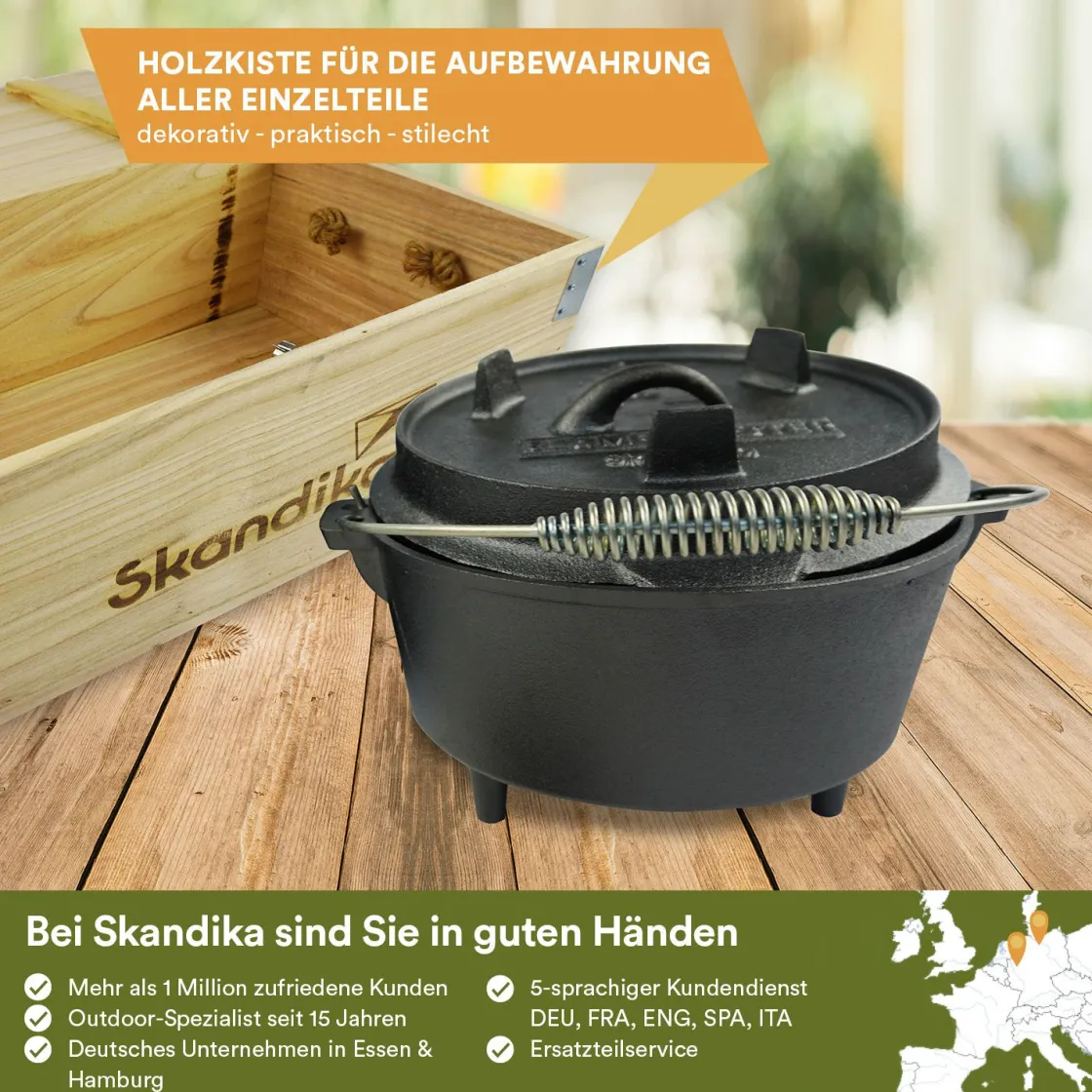 Skandika Grill Zubehör|Grill Zubehör^Dutch Oven Set Flame Master in Holzkiste