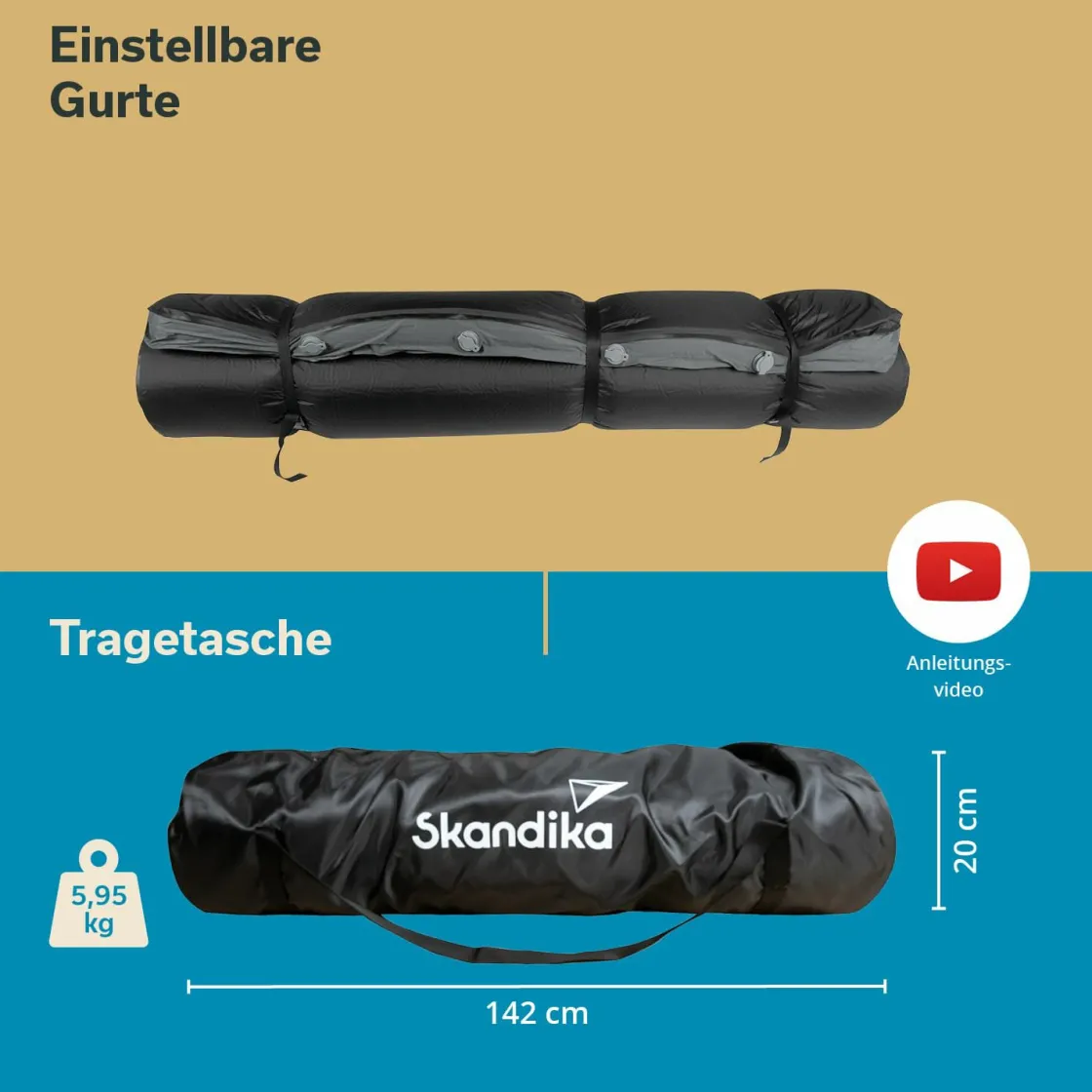 Skandika Selbstaufblasende Schlafmatten-Easy 3D Premium Double selbstaufblasend