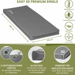 Skandika Selbstaufblasende Schlafmatten-Easy 3D Premium Single selbstaufblasend