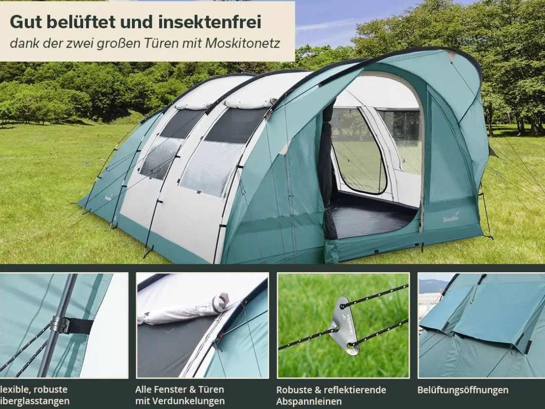 Skandika 5 Personen Tunnelzelte|Verdunkelungszelte^Egersund 5 XL Sleeper Protect Tunnelzelt