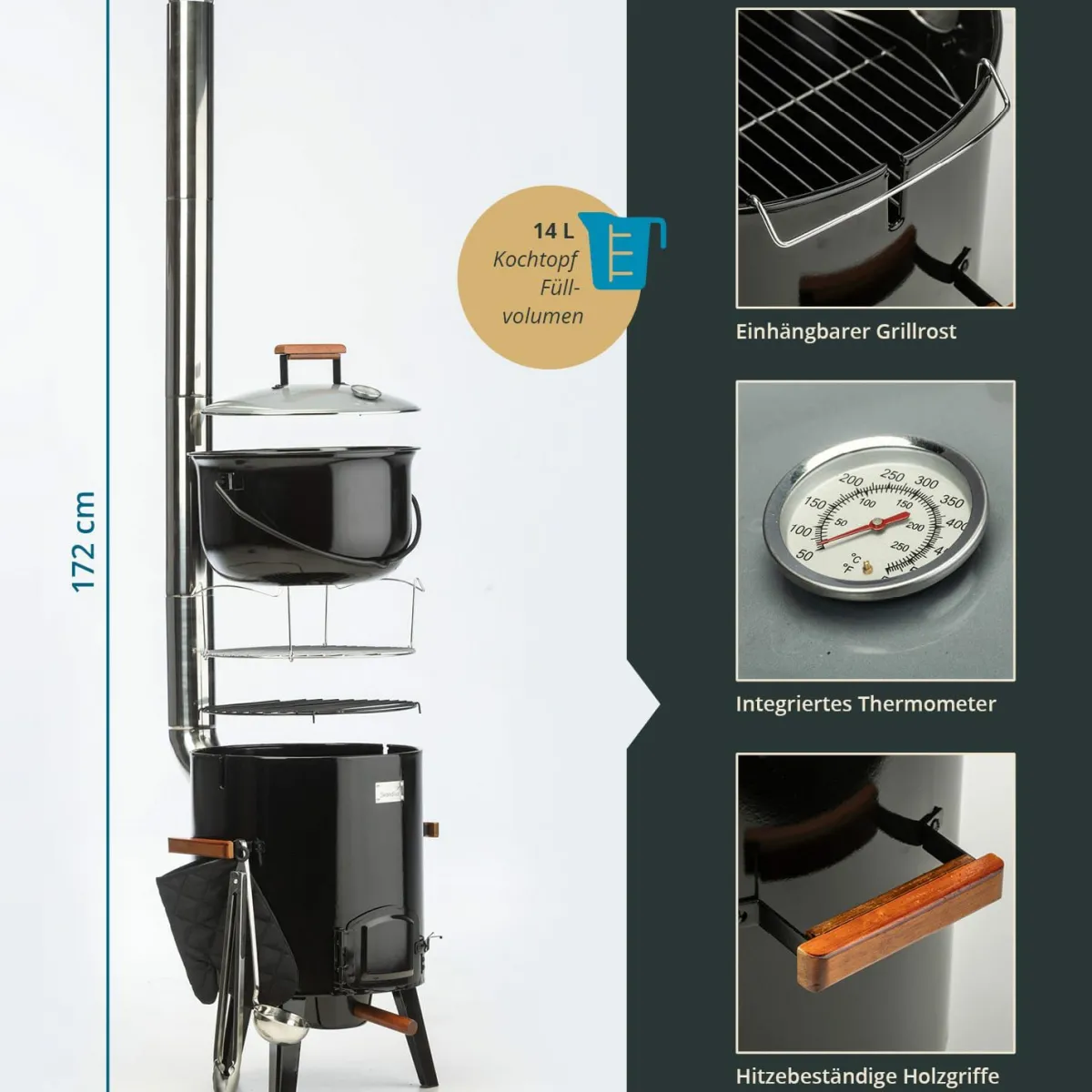 Skandika Goulash Kanon 14 Liter Kohlegrill< Holzkohlegrills|Holzkohlegrills
