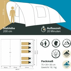 Skandika Hafslo 5 Sleeper Protect Tunnelzelt< 5 Personen Tunnelzelte|Verdunkelungszelte