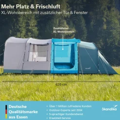 Skandika 5 Personen Tunnelzelte|Verdunkelungszelte^Hafslo 5 XL Sleeper Protect Tunnelzelt