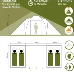 Skandika 4 Personen Kuppelzelte|Familienzelte-Hammerfest 4 Sleeper Protect Kuppelzelt