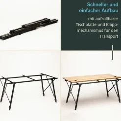 Skandika Rolltische-Jamsa Aluminium Holzoptik Campingtisch