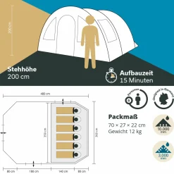 Skandika Kambo 6 Tunnelzelt - Black< 6 Personen Tunnelzelte|Familienzelte