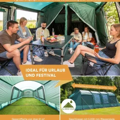 Skandika Familienzelte|Zelt 8 Personen-Montana 8 grünes Tunnelzelt