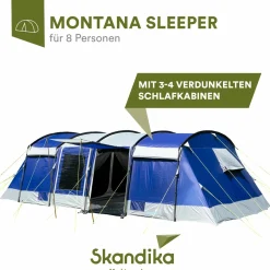 Skandika Familienzelte|Zelt 8 Personen^Montana 8 Sleeper blaues Tunnelzelt