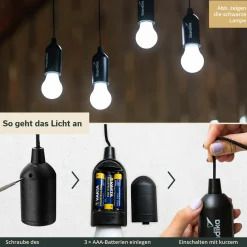 Skandika Campinglampen Batteriebetrieben|Campinglampen Batteriebetrieben-Narvik 4er-Set LED-Camping-Hängelampen - White