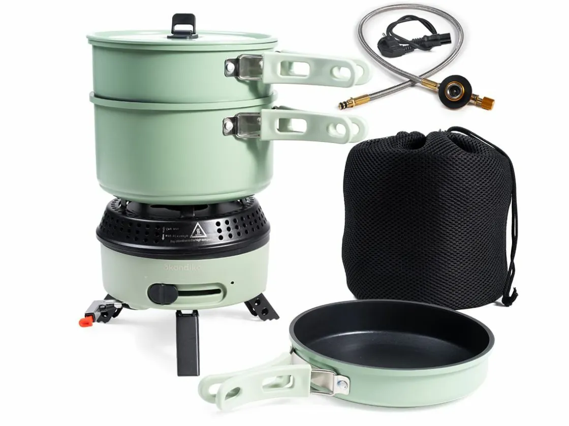 Skandika Campinggrills|Campinggrills^Rask Hybrid Gas/Strom Campingkocher - Green