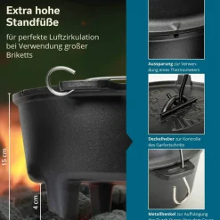 Skandika Sauerländer BBCrew Dutch Oven Satz - 8 Liter< Grill Zubehör|Grill Zubehör