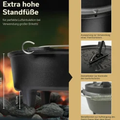 Skandika Grill Zubehör|Grill Zubehör^Sauerländer BBCrew Dutch Oven Satz - 10,25 Liter