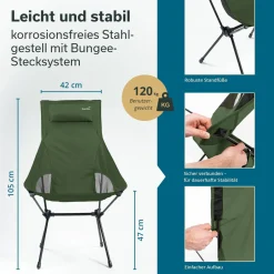 Skandika Faltstühle-Solig ultraleichter Faltstuhl mit Tragetasche - Green