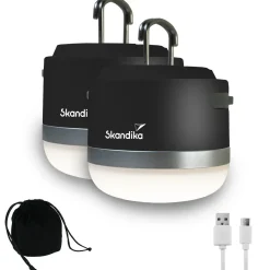 Skandika Campinglampen Aufladbar|Campinglampen Aufladbar-Tarfala Set mit 2 Campinglampen - Black