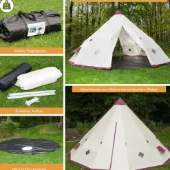 Skandika Rundzelte|Zelt 10 Personen^Tipi Kota 550 Campingzelt - Beige