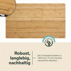 Skandika Höhenverstellbare Campingtische^Tobro Bambus Campingtisch - 120 x 70 cm