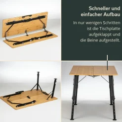 Skandika Tobro Bambus Falttisch< Höhenverstellbare Campingtische