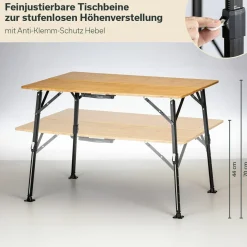 Skandika Tobro Bambus Falttisch< Höhenverstellbare Campingtische