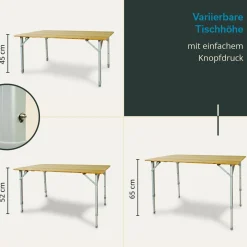 Skandika Tolja 100 x 65 Bambus Falttisch< Rolltische|Campingtische Klappbar